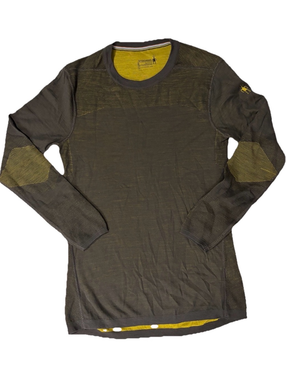 Smartwool Intraknit Merino 200 Mens Large Charcoal Honey Gold Base Layer Top